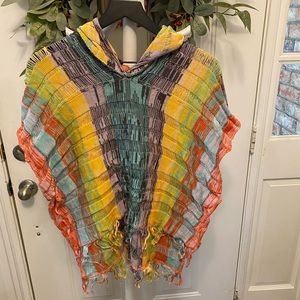 NWT Sparrow Anthropologie Multi-Colored Knit Beach Poncho Style Sweater S